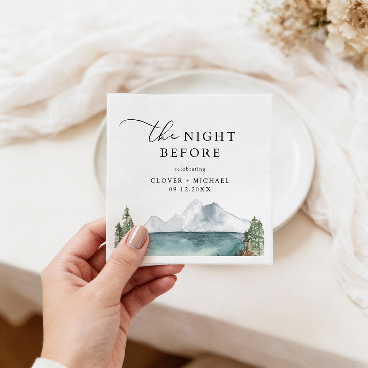 CLOVER The Night Before Mountain Wedding Rehearsal Dinner Napkins