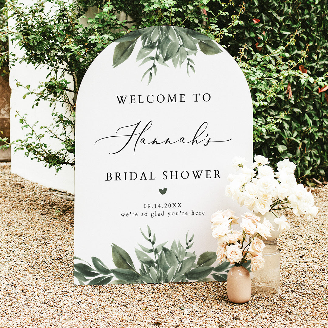 LANA Sage Green Boho Bridal Shower Welcome Sign