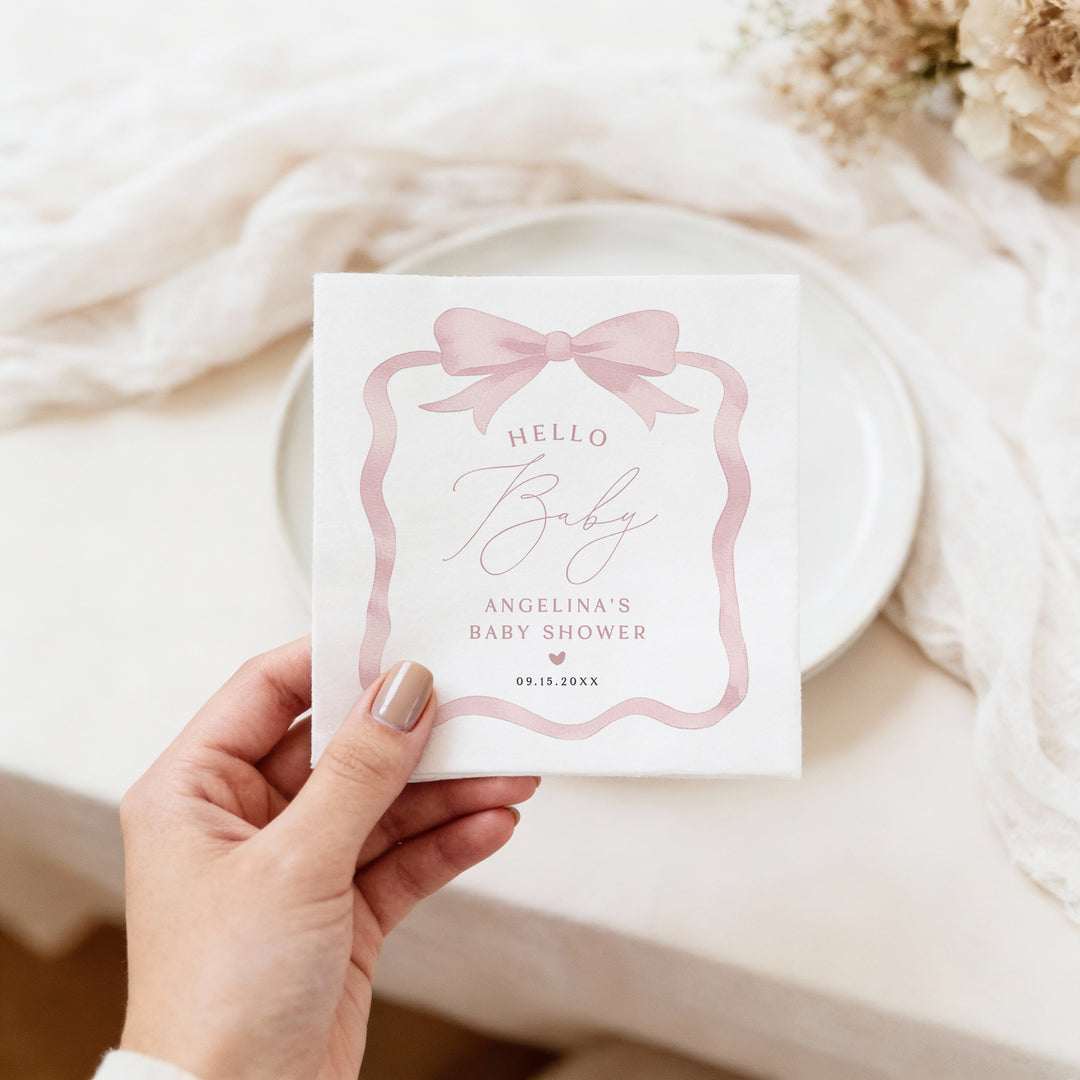 ANGELINA Elegant Baby Girl Shower Napkins Personalized