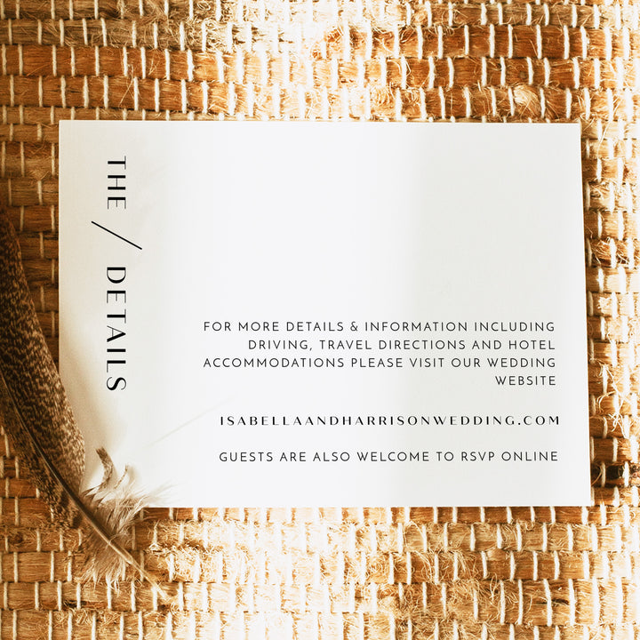 WILLOW Minimalist Elegant Wedding Information Cards
