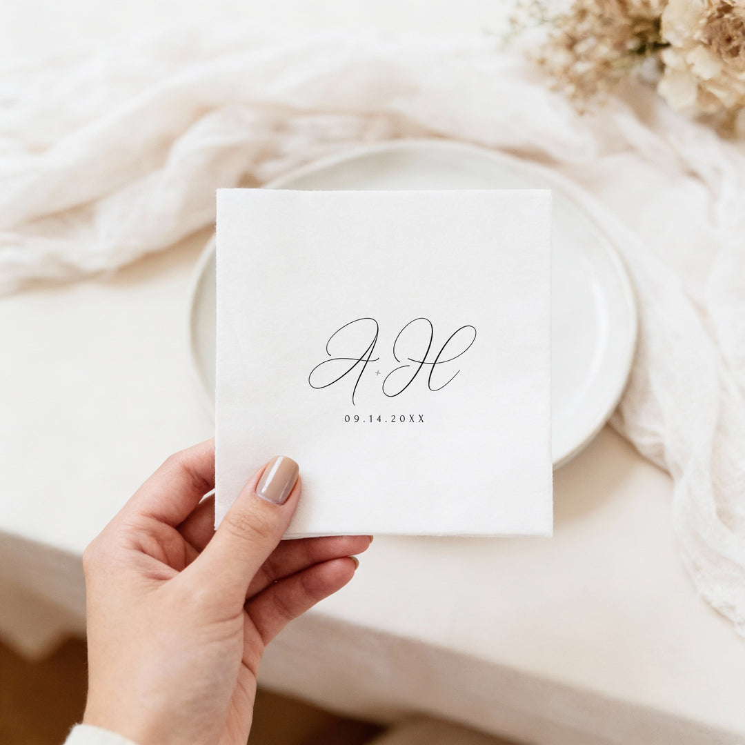 ASHER Minimalist Monogram Wedding Napkins