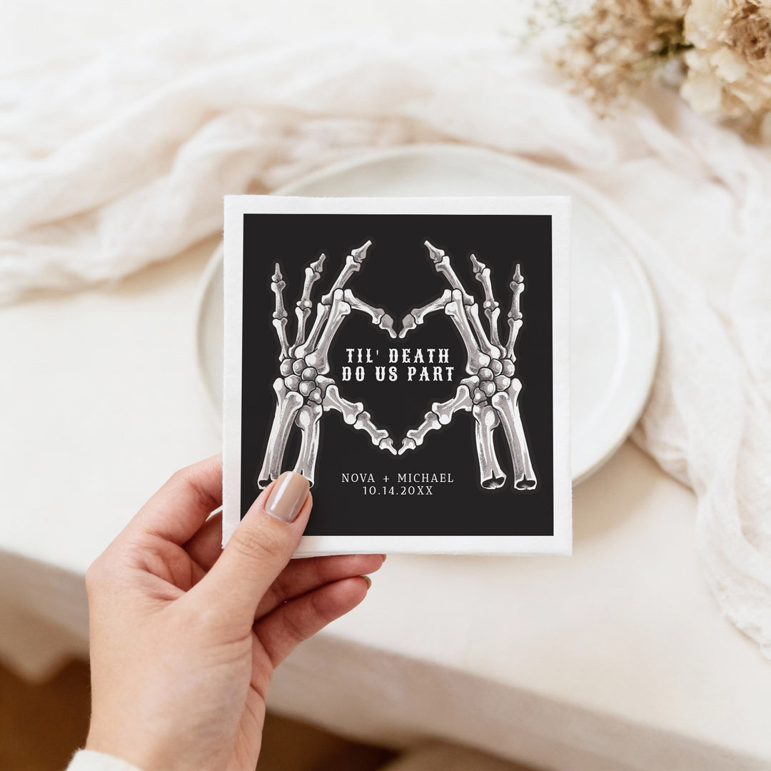 NOVA Til Death Do Us Part Black Wedding Napkins