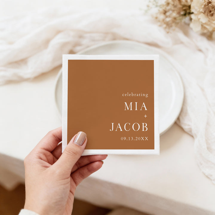 MIA Personalized Rustic Terracotta Wedding Napkins