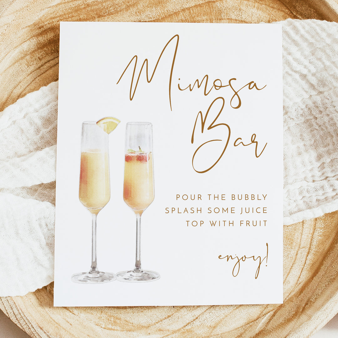 INDIE Watercolor Boho Bridal Shower Mimosa Bar Sign - Unframed
