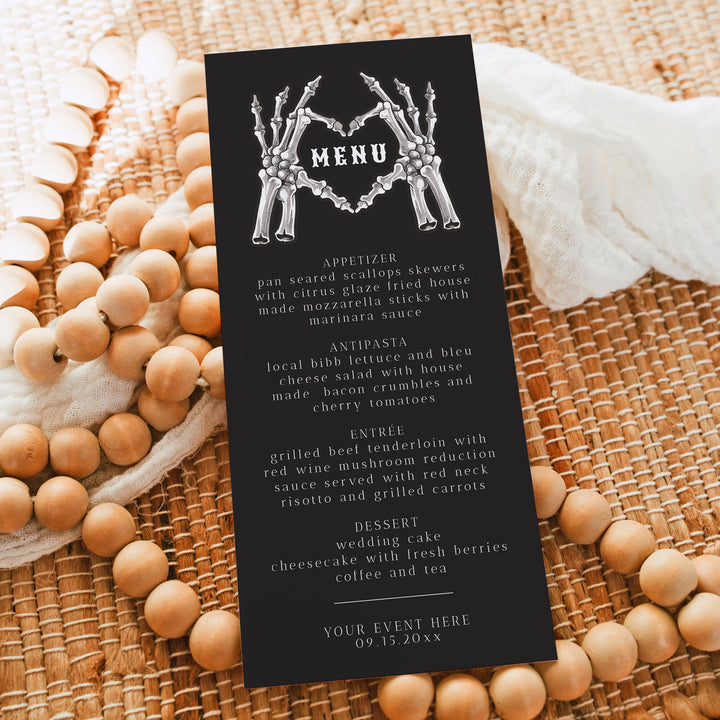 NOVA Til Death Do Us Part Black Wedding Menu Cards