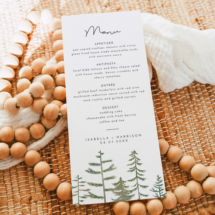 TIMBER Rustic Outdoor Wedding Menu Cards