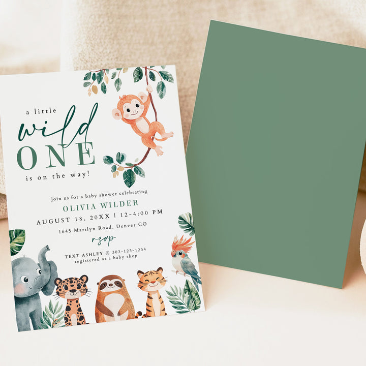 WILDER Wild One Safari Baby Shower Invitation