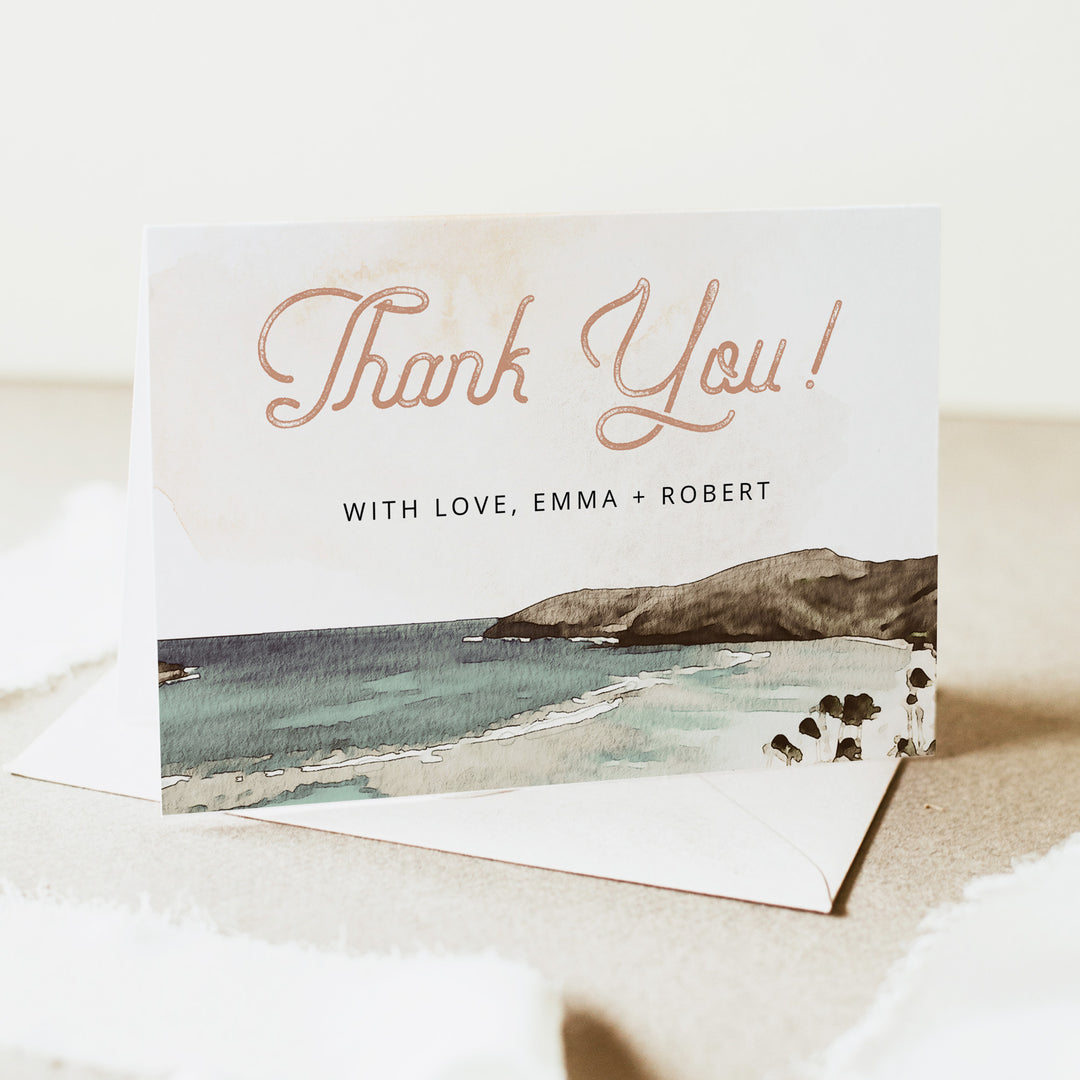 NANI Vintage Coastal Beach Thank You Cards with Envelope