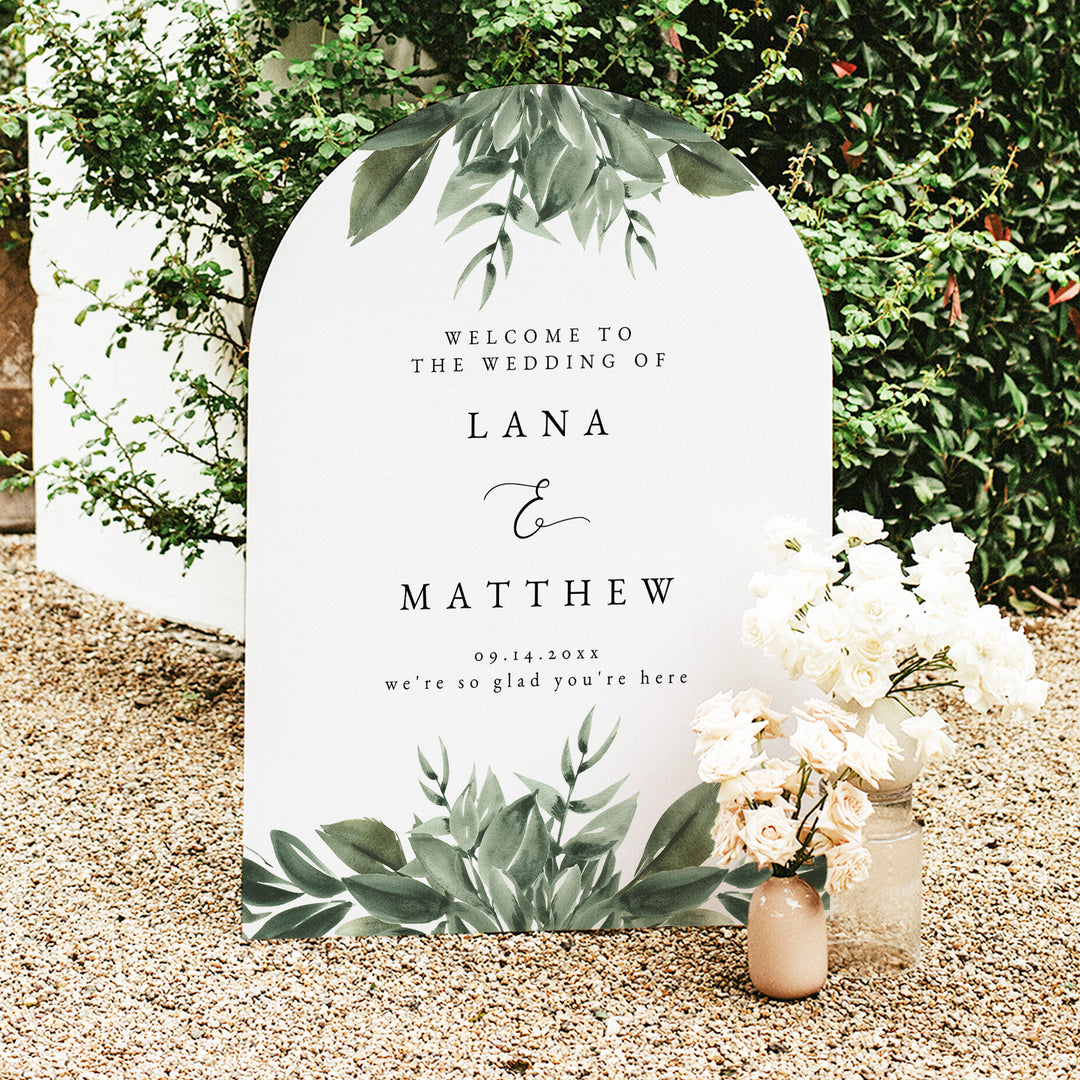 LANA Elegant Sage Green Garden Wedding Welcome Sign