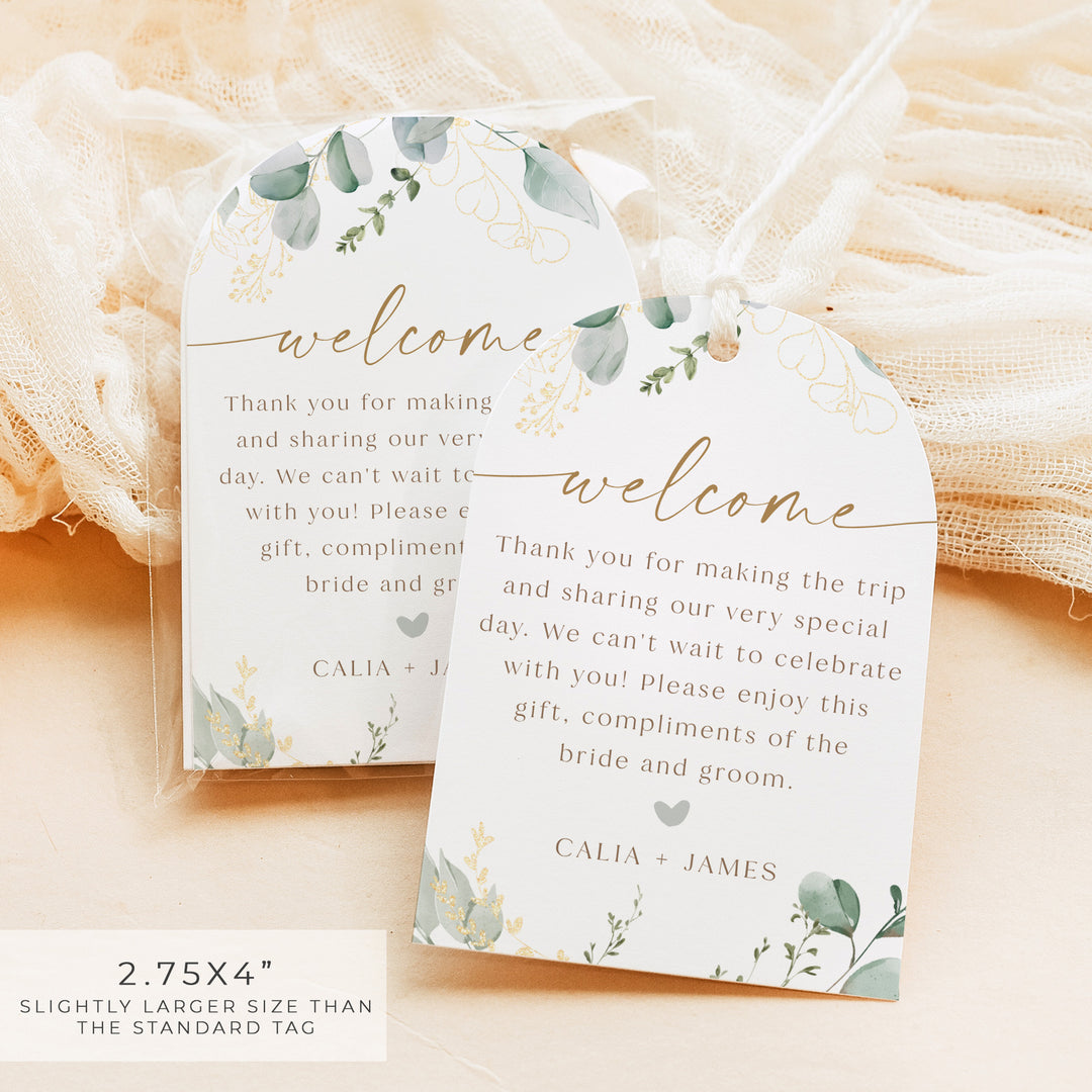CALIA Personalized Elegant Arched Wedding Welcome Bag Gift Tags