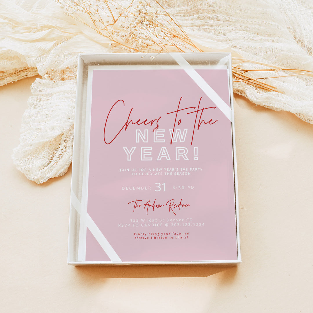 HENLEY Cheers to the New Year Modern New Year's Eve Party Invitation