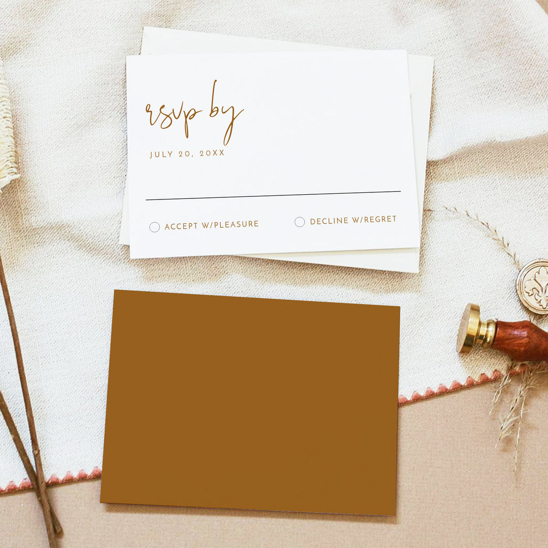 INDIE Rustic Brown Wedding Acceptance Card with Envelopes