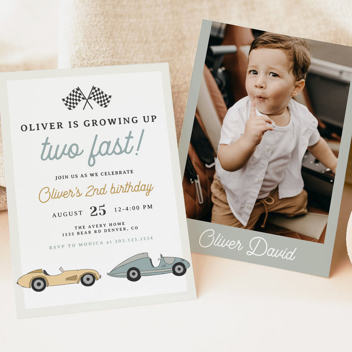 MAVERICK 2nd Birthday Racing Car Invitation