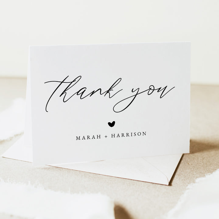 MARAH Personalized Black and White Calligraphy Thank You Cards
