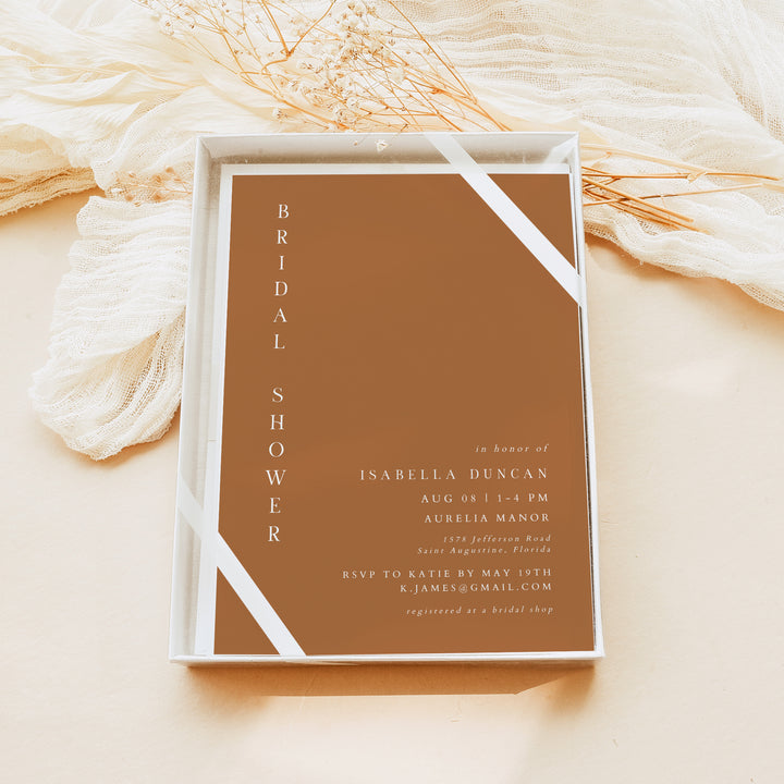 MIA Simple Terracotta Boho Bridal Shower Invitation