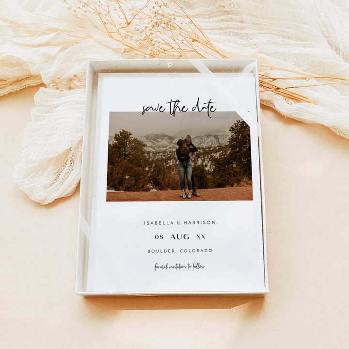 WILLOW Simple Luxury Wedding Photo Save the Date Cards