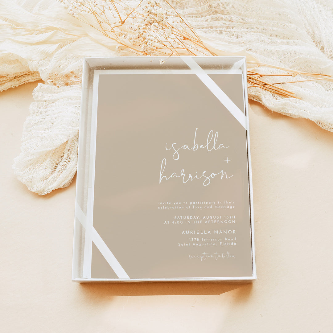 INDIE Simple Beige Boho Photo Wedding Invitation