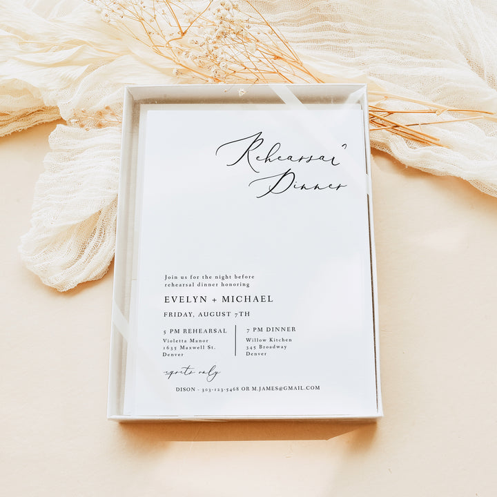 EVELYN Modern Minimalist Wedding Rehearsal Dinner Invitations