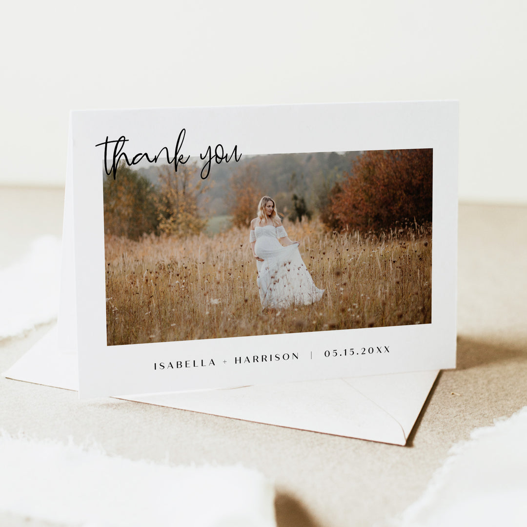 WILLOW Personalized Gender Neutral Baby Shower Thank You Card with Photo