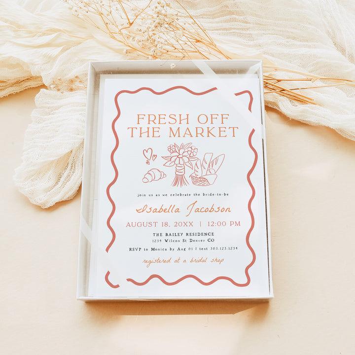 ELIZA Fresh Off The Market Whimsical Bridal Brunch Invitation