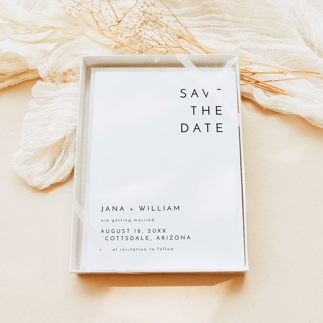 KENNEDY Minimalist Wedding Save the Date Invitations with Photo