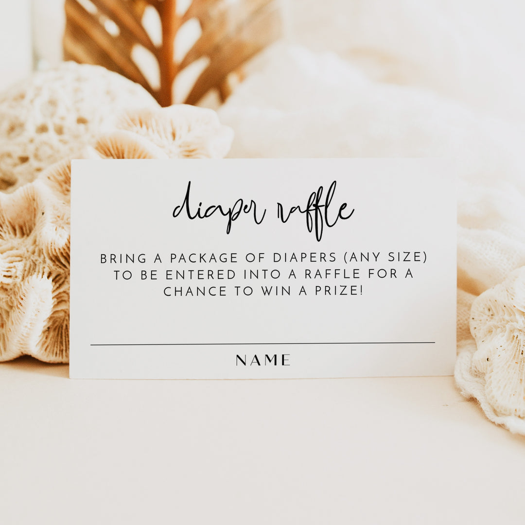 WILLOW Modern Boho Baby Shower Diaper Raffle Activity Tickets