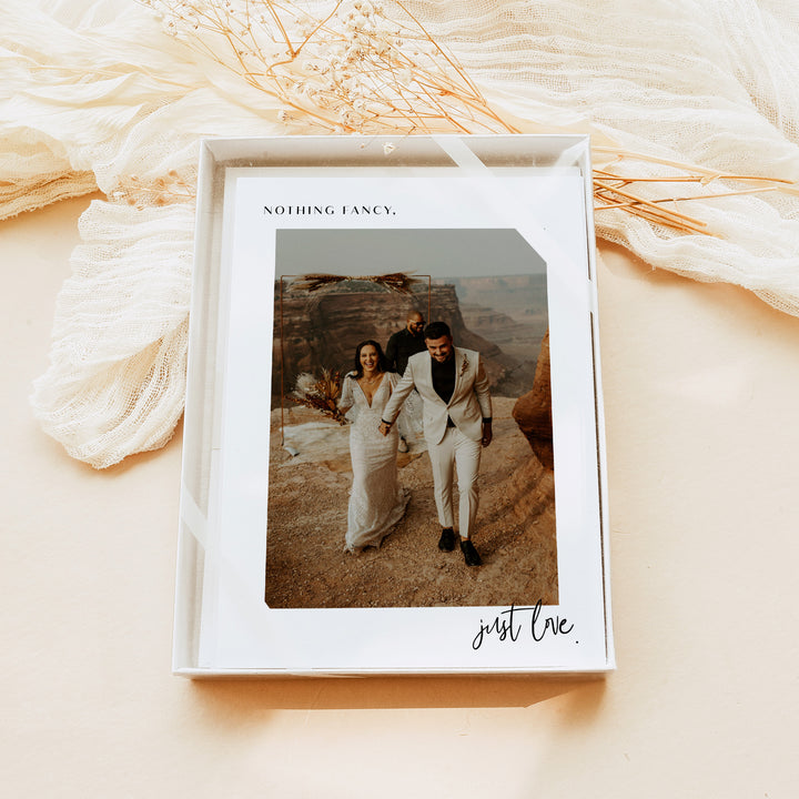 WILLOW Minimalist Elopement Announcement with Wedding Photo