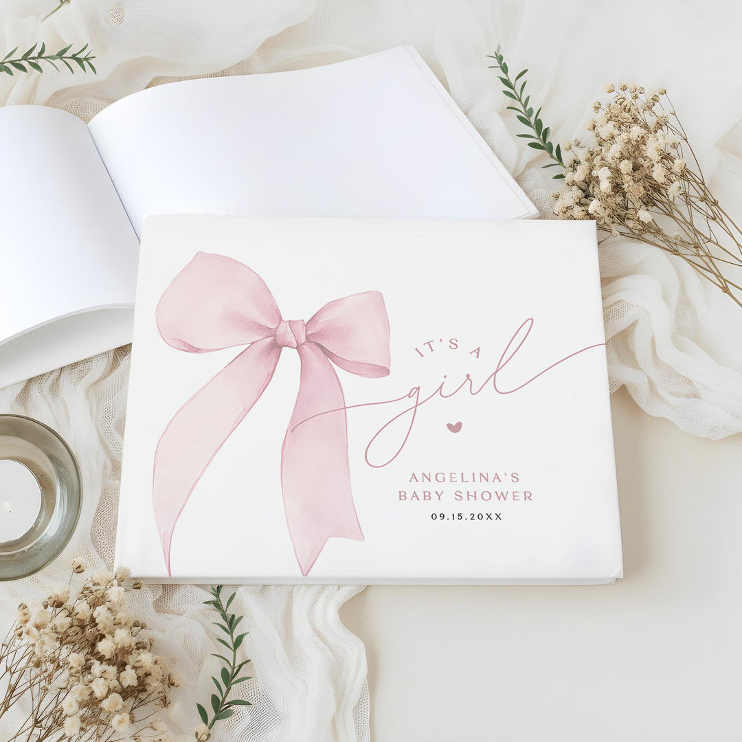 ANGELINA Personalized It's a Girl Baby Shower Guest Book