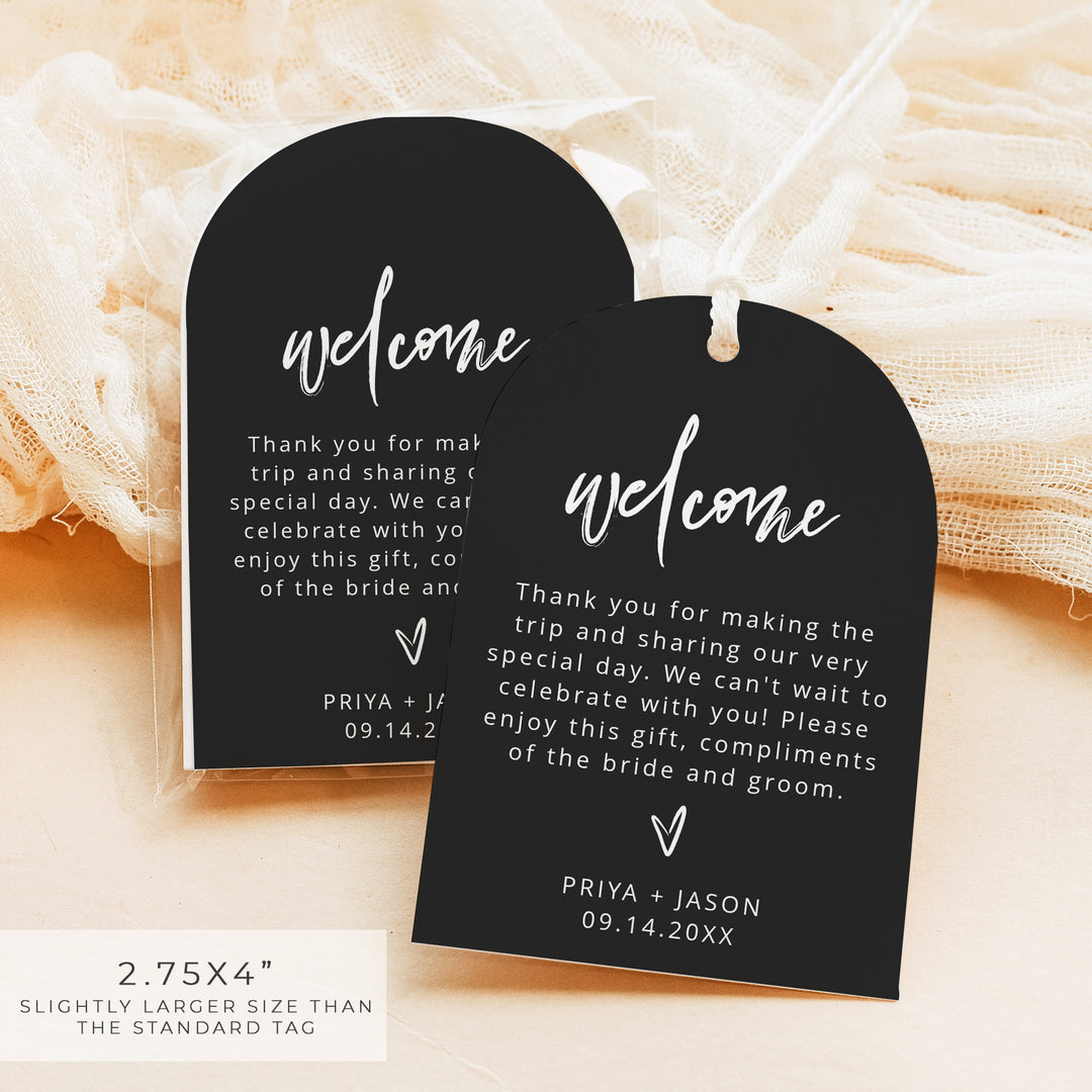 PRIYA Elegant Arch Wedding Welcome Bag Gift Tags