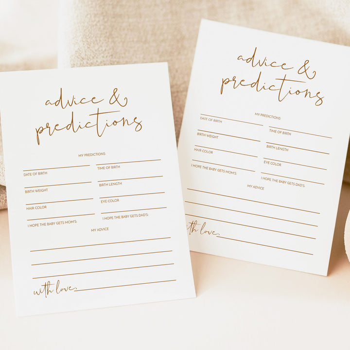 INDIE Gender Neutral Baby Shower Advice and Predictions Activity Card