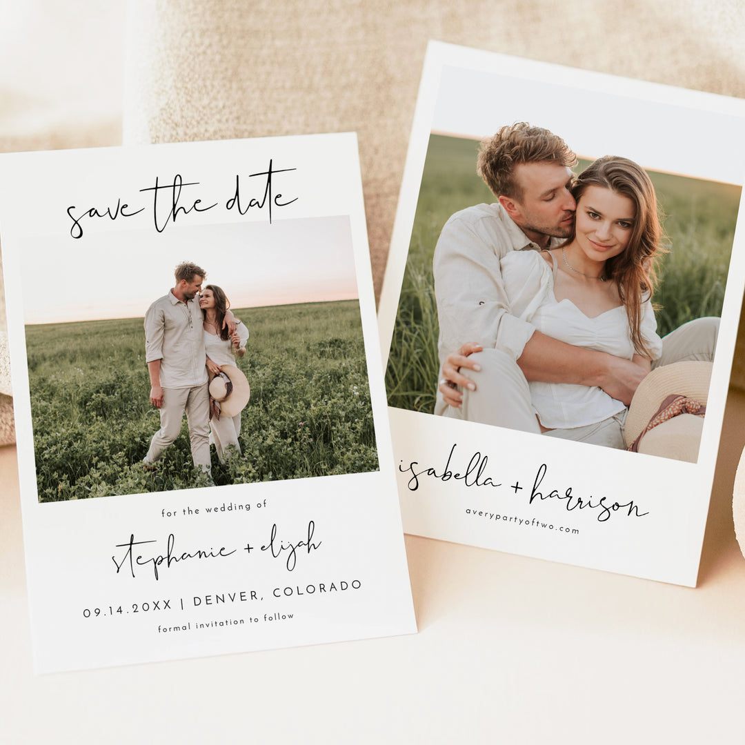 ADELLA Minimalist Wedding Photo Save the Date Cards