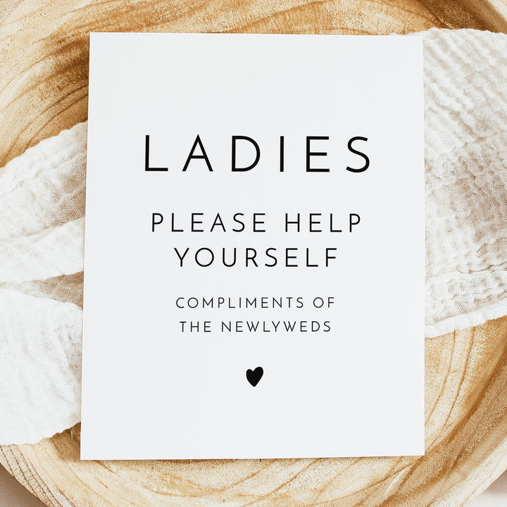 KENNEDY Help Yourself Wedding Bathroom Basket Sign Unframed