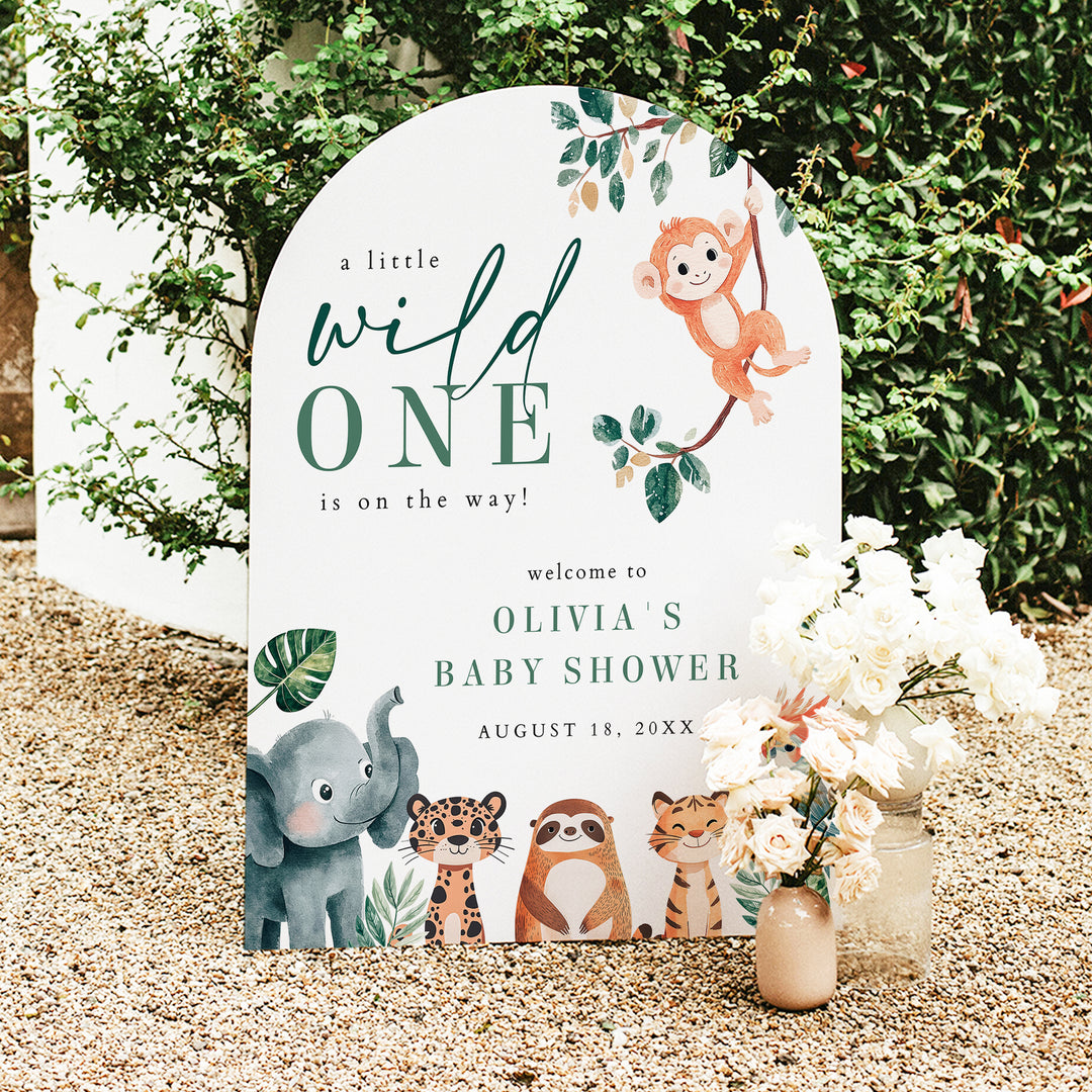 WILDER Wild One Safari Baby Shower Welcome Sign