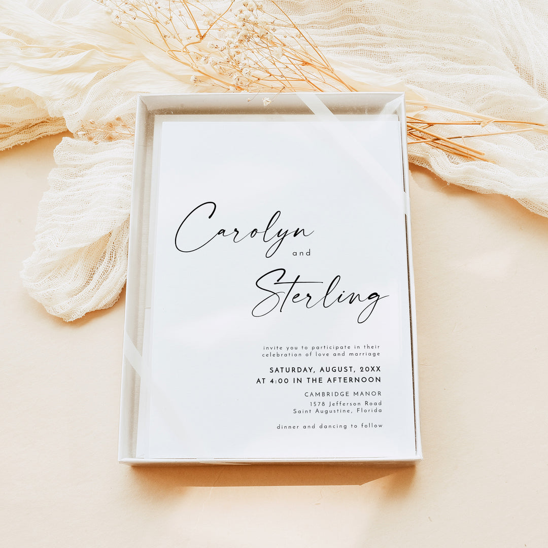 KENNEDY Elegant Calligraphy Wedding Invitation with Photo