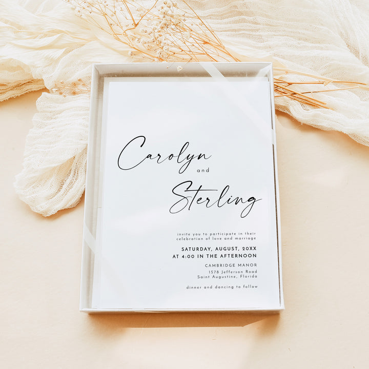 KENNEDY Elegant Calligraphy Wedding Invitation with Photo