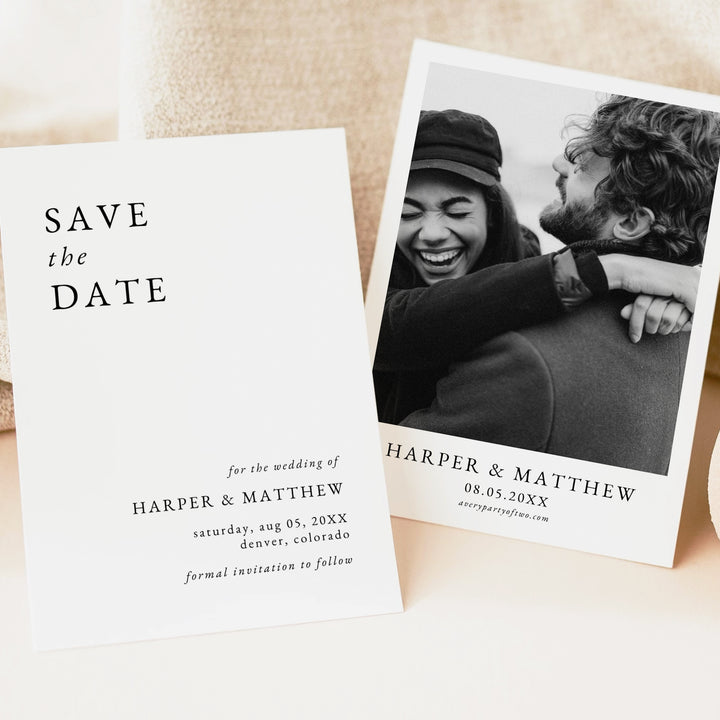 HARPER Classic Modern Minimalist Save the Date Printed or Instant Download