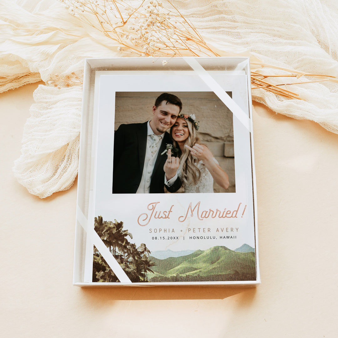 NANI Luxury Coastal Destination Wedding Thank You Cards with Photo