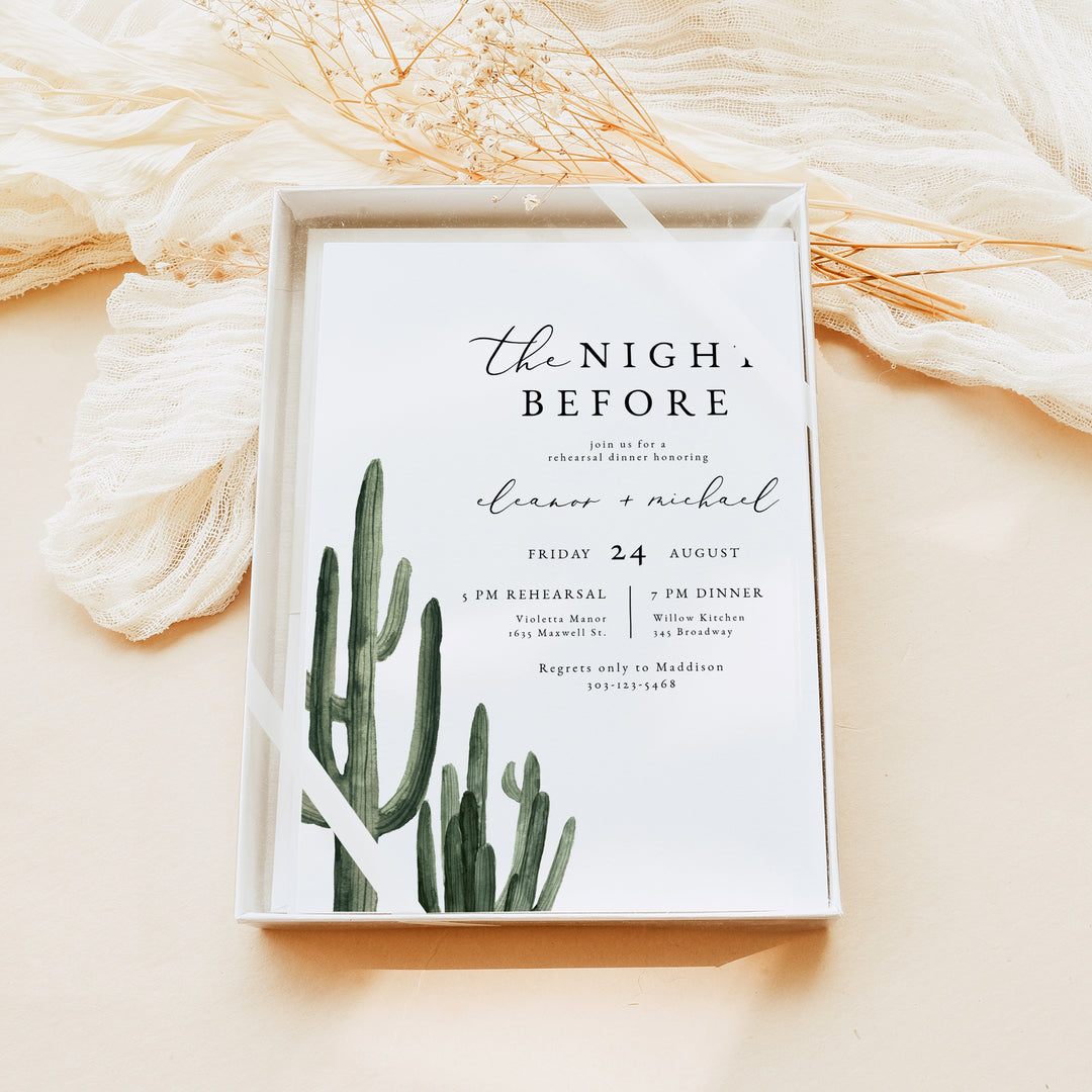 ELEANOR The Night Before Green Wedding Rehearsal Dinner Invitation
