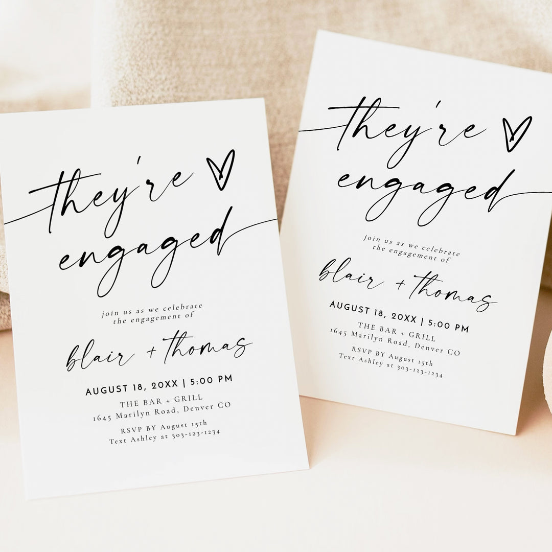 BLAIR They're Engaged Minimalist Engagement Party Invitation
