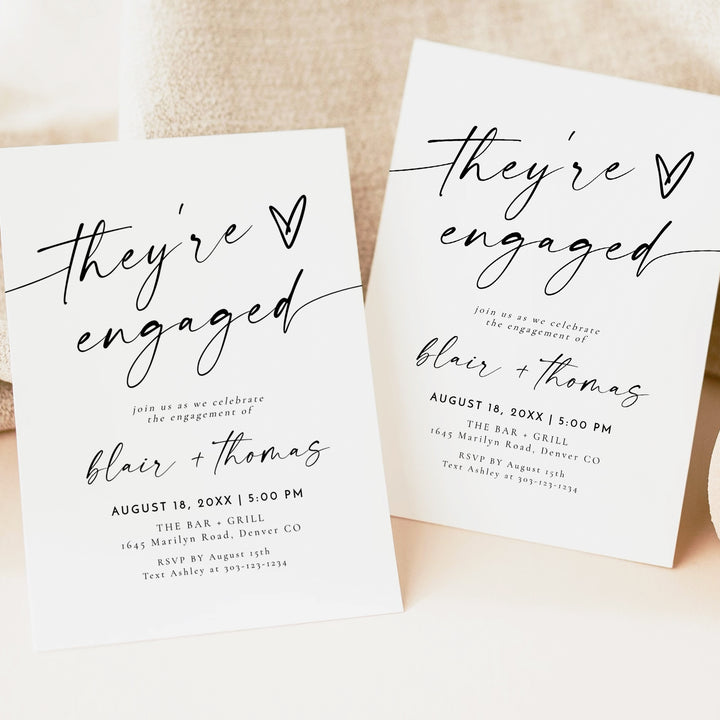 BLAIR They're Engaged Minimalist Engagement Party Invitation