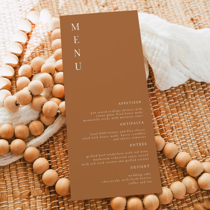 MIA Minimalist Bohemian Terracotta Menu Cards