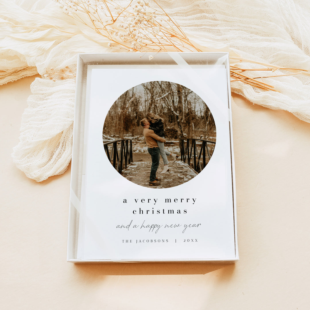 ALINA Very Merry Christmas Elegant Photo Holiday Cards