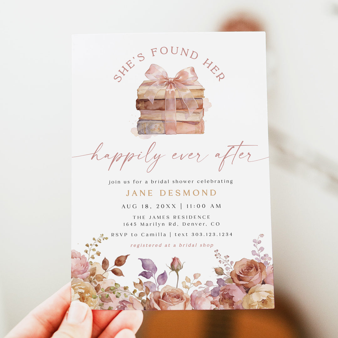 JANE Happily Ever After Book Themed Bridal Shower Invitation