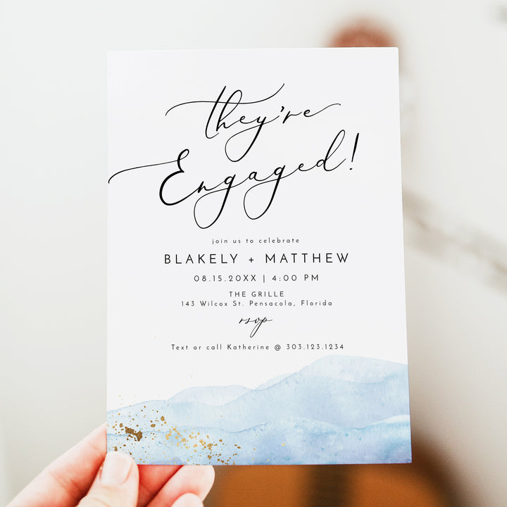 BLAKELY They're Engaged Romantic Beach Engagement Party Invitations