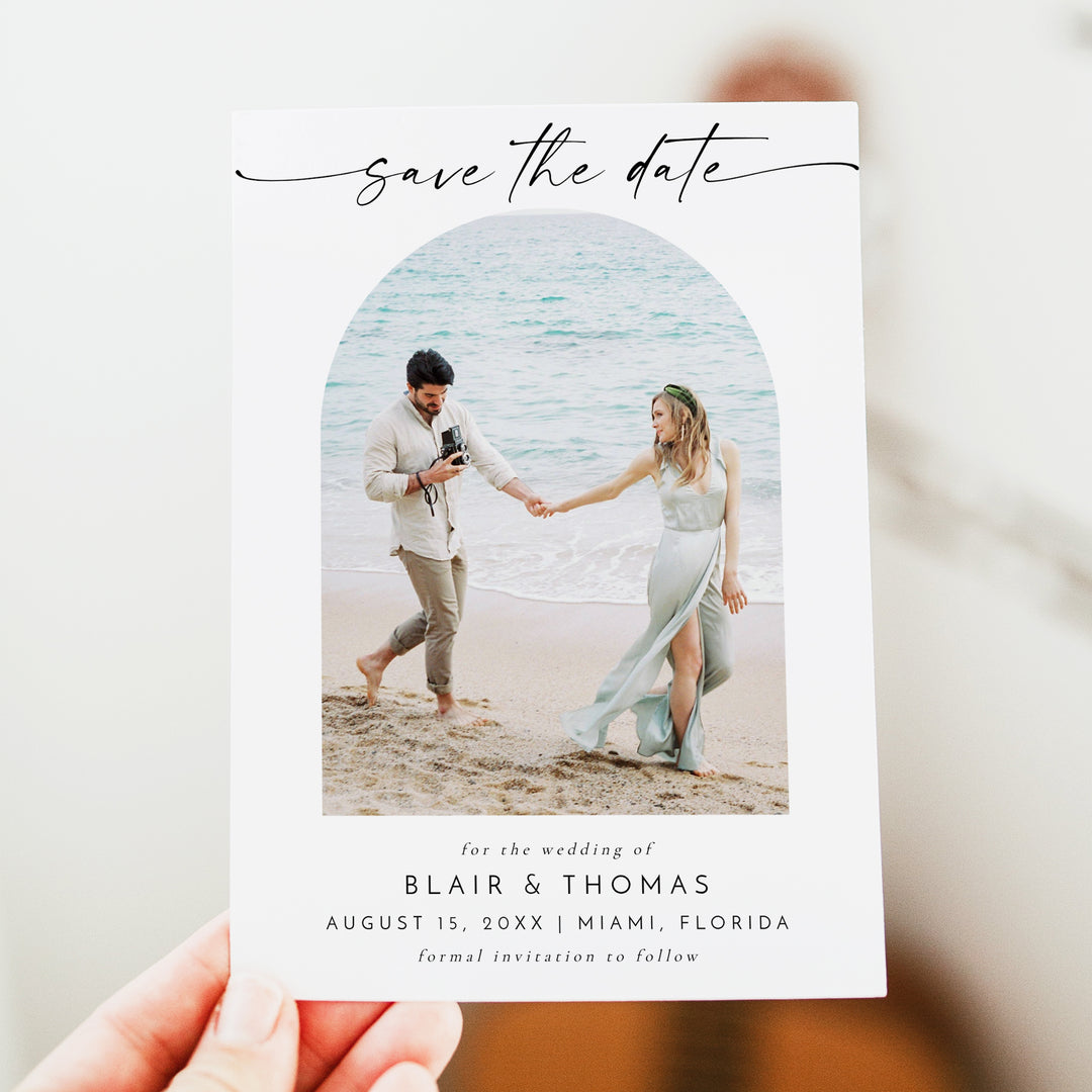 BLAIR Modern Arched Photo Save the Date Card Invitations