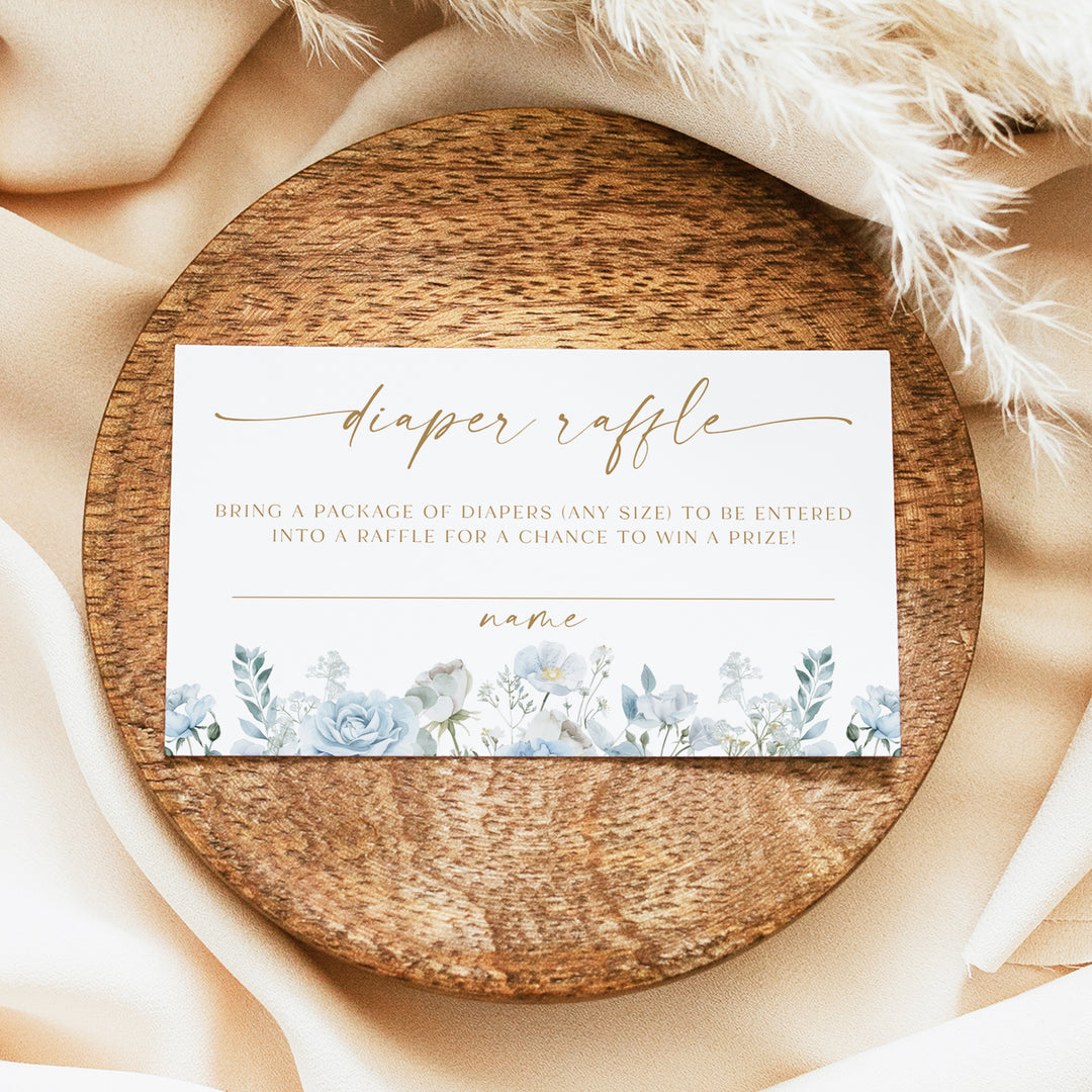 FLEUR Sweet Baby Boy Blue Floral Shower Invitation Set