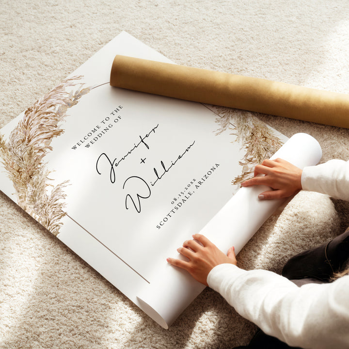 CIERA Personalized Elegant Pampas Wedding Welcome Sign