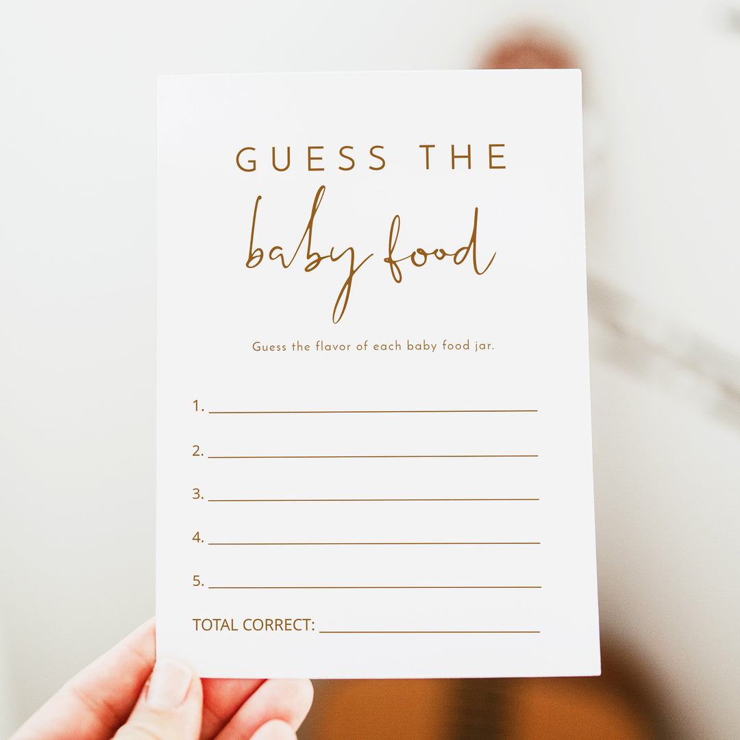 INDIE Guess the Baby Food Boho Baby Shower Guessing Game Card