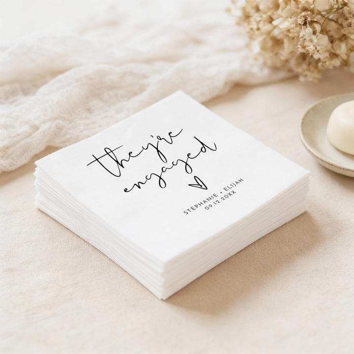 ADELLA They're Engaged Simple Boho Engagement Party Napkins