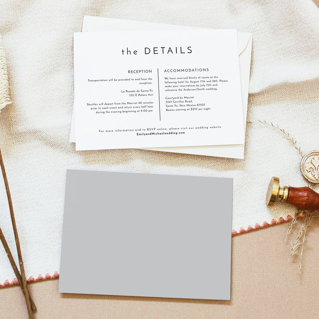 KENNEDY Minimalist Dusty Blue Wedding Details Card